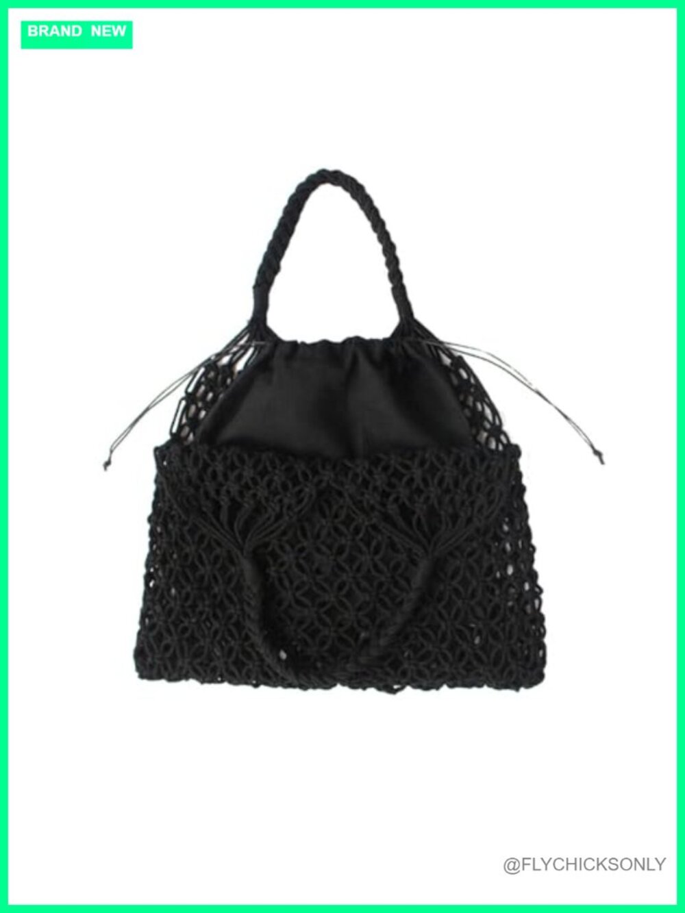 Cotton Rope Handwoven Tote Beach Bag with Inner Bag Hollow Fishing Net Design